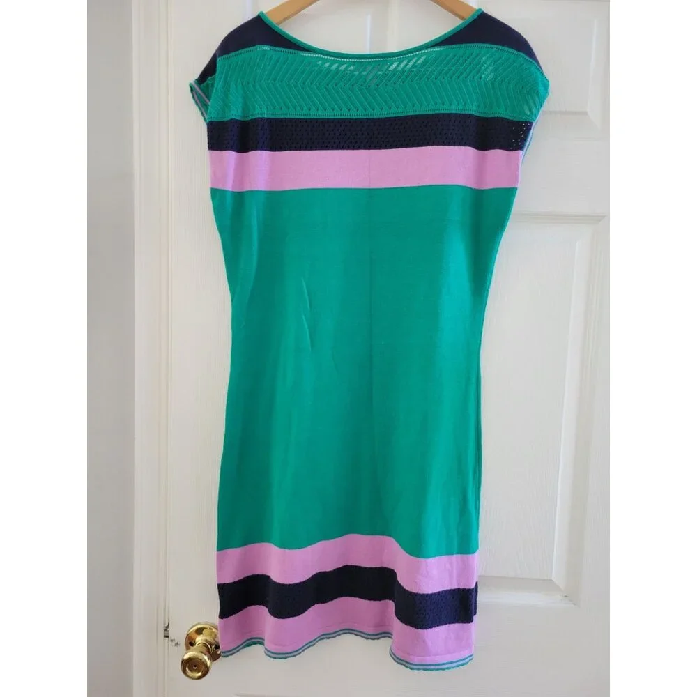 Lilly Pulitzer Kinley Green purple Striped mini dress size Medium Preppy_5